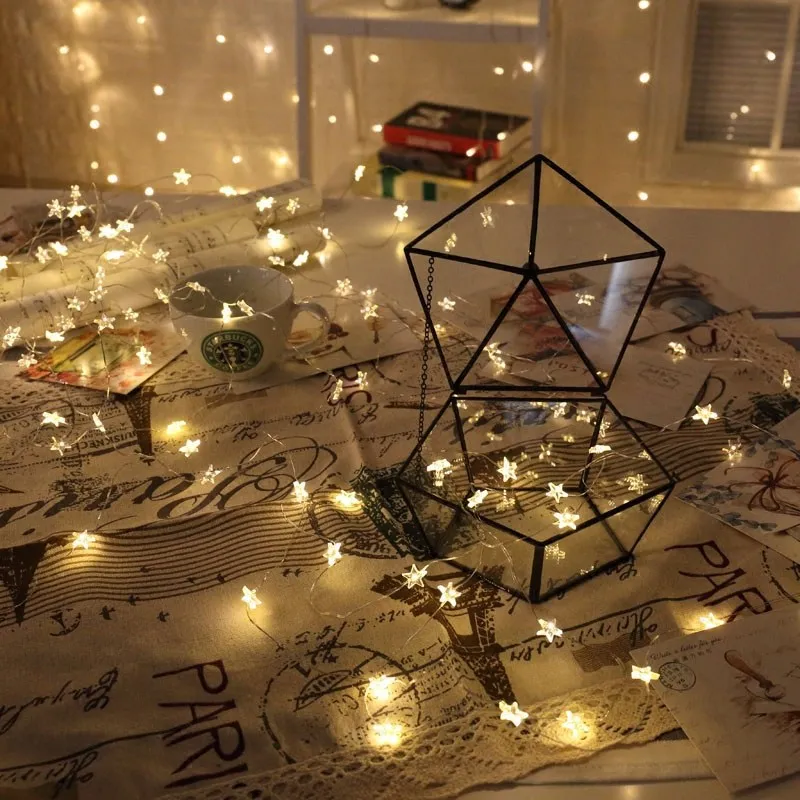 Newsoo copper line star lights LED lights flashing lights string lights star girl heart room dormitory layout decoration – image 3