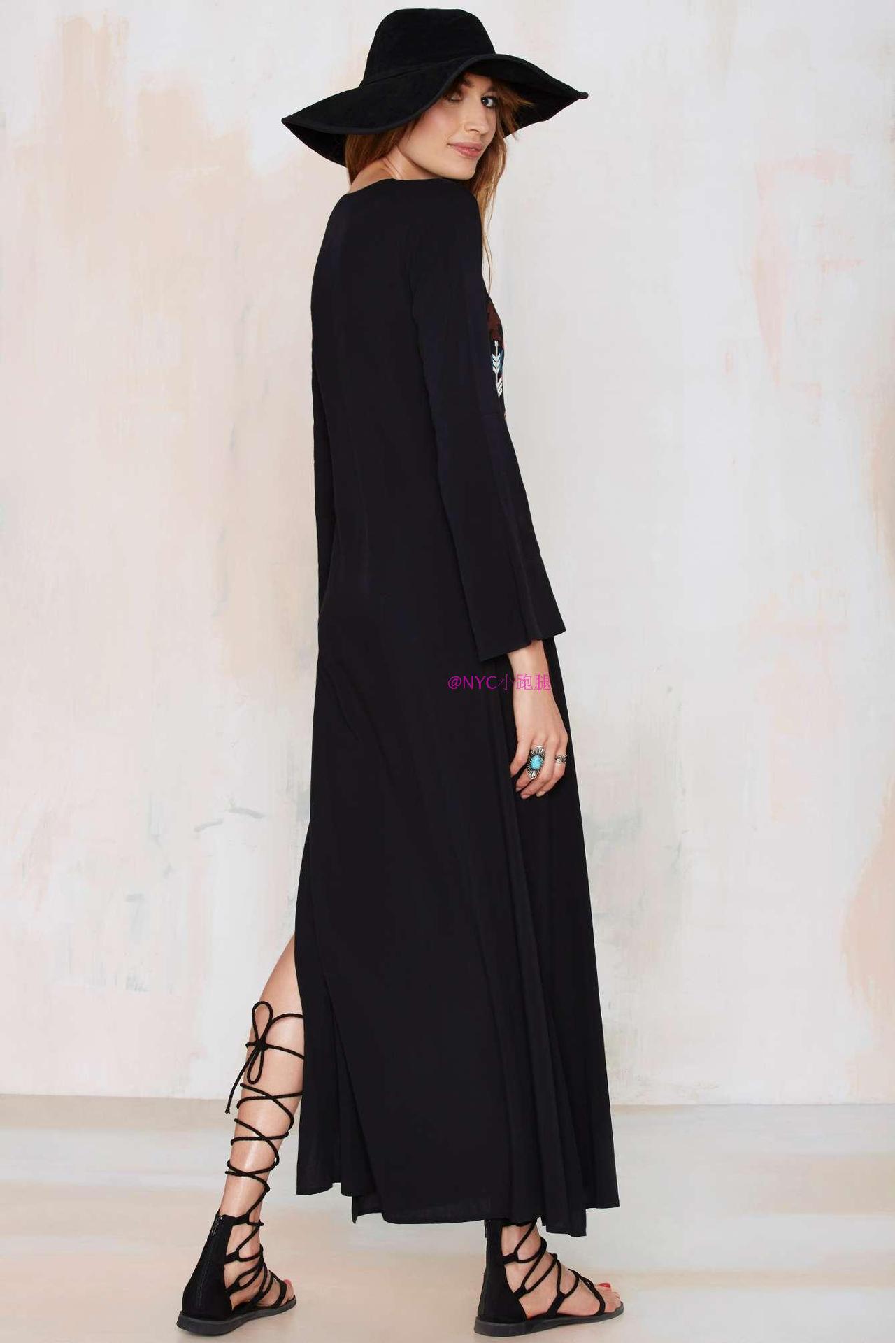 Ethnic style, embroidered lace dress