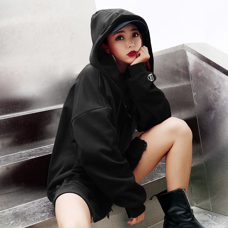 autumn and winter new cardigan long-sleeved sweater female Korean version plus velvet loose thick hooded long autumn coat