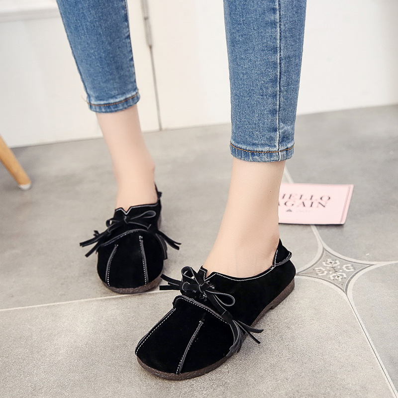 Flat bottom, two shoes, bow, peas, single shoes, comfortable lazy shoes