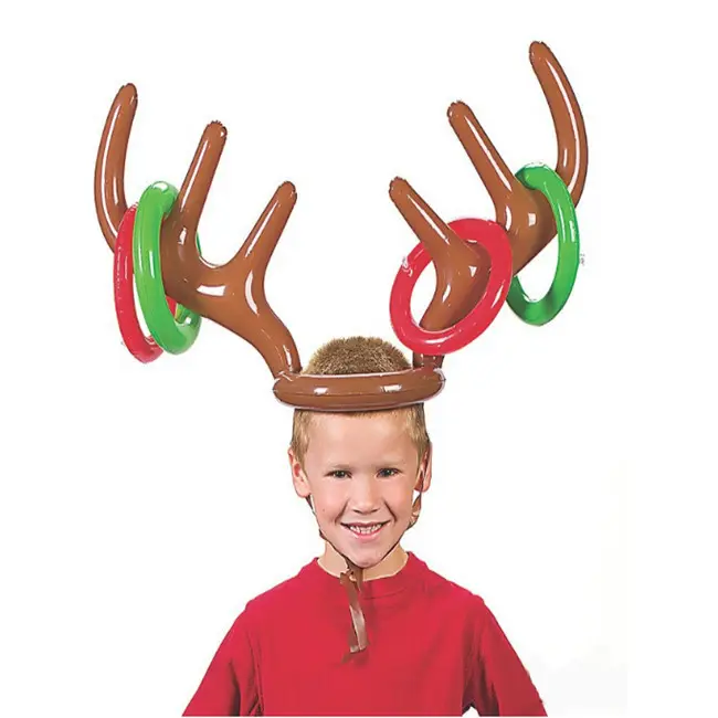 Christmas Game Inflatable Reindeer Antler Hat Ring Toss Gift