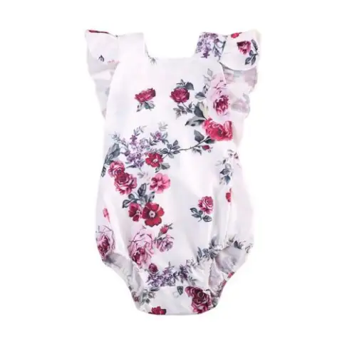 Martina Floral Romper Girls Baby White Haber New Lace
