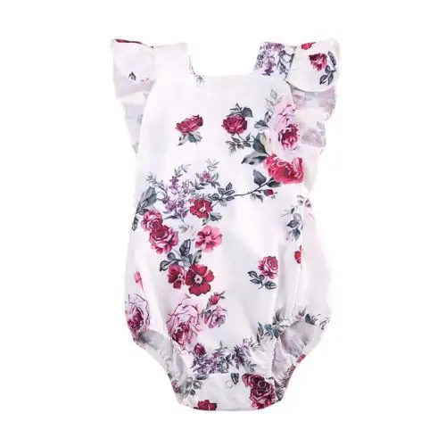 Martina Floral Romper Girls Baby White Haber New Lace