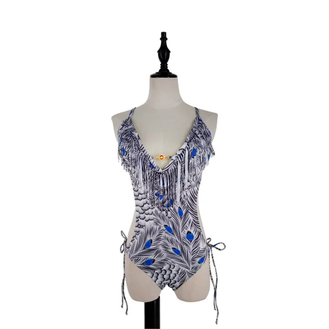 Swimsuit Siamese Bikini Feather Print Swimwear Swimsuit Siamese Bikini Feathe - Shop at LoveMi