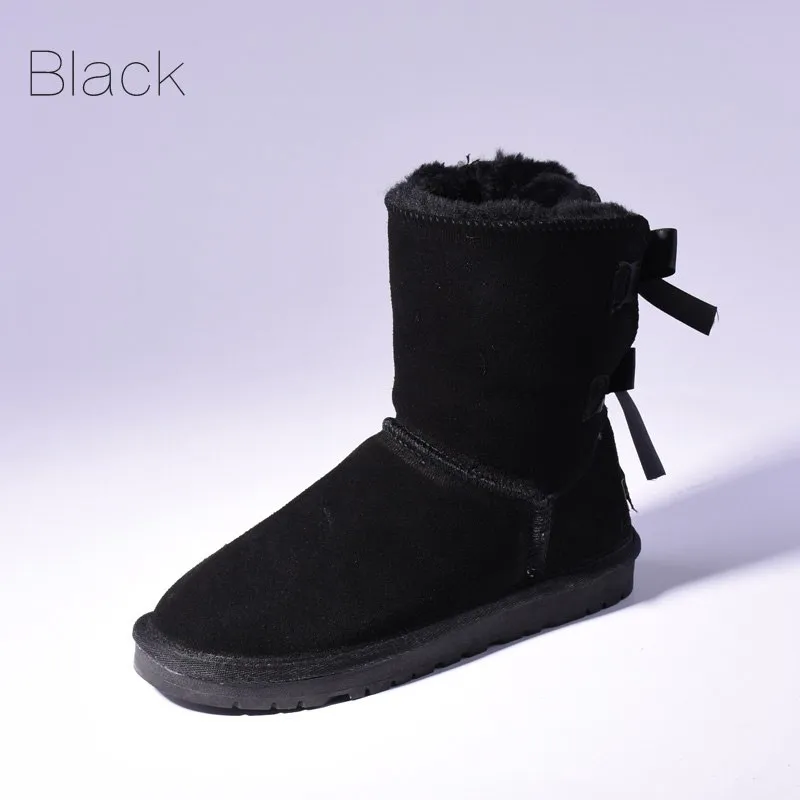 SALE Women Australia Snow Boots Warm Fur Baileys Bow Boots Women Winter Boots Snow Boots Big Size - Black