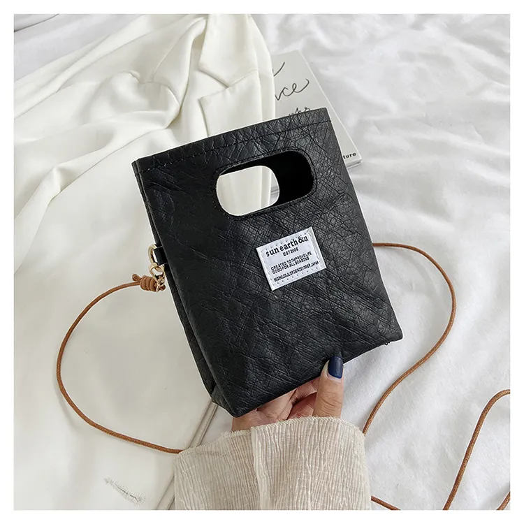 Small Fashion All Match Kraft Paper Mobile Phone Bag - Black