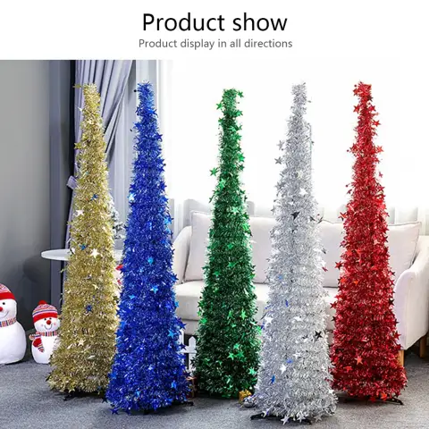 Artificial Tinsel Up Christmas Tree with Stand Gorgeous Collapsible