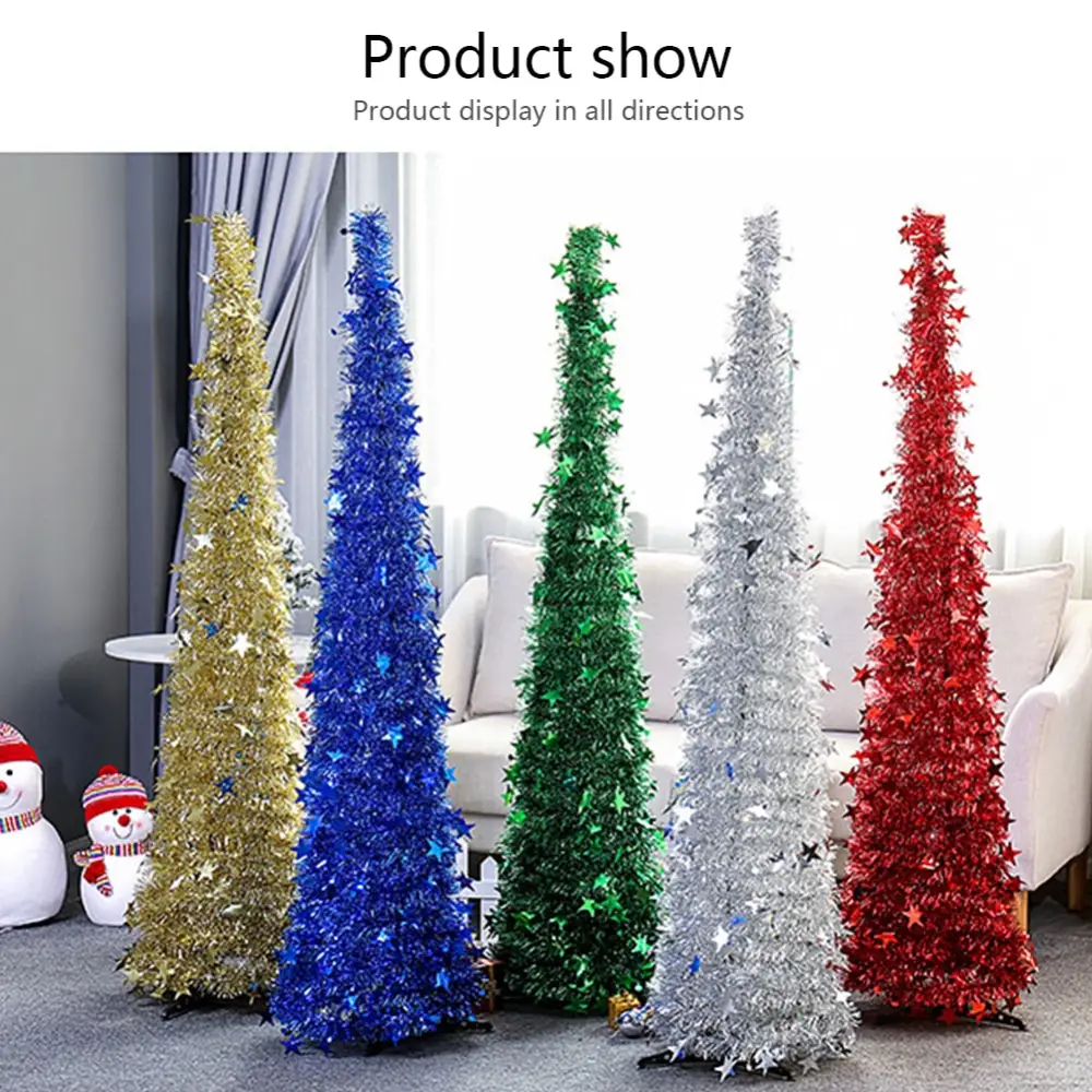 Artificial Tinsel Up Christmas Tree with Stand Gorgeous Collapsible