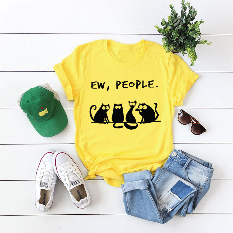 Title 5, Cat Ew People Loose Round Neck Short Sleeve T-s...