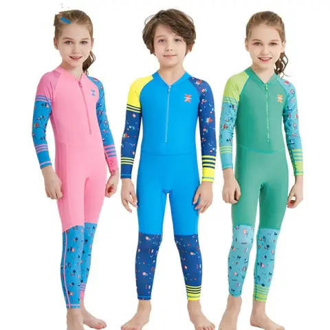 Children's Quick-drying Diving Suit Girls Boys Conjoined Long-sleeved Snorkeling