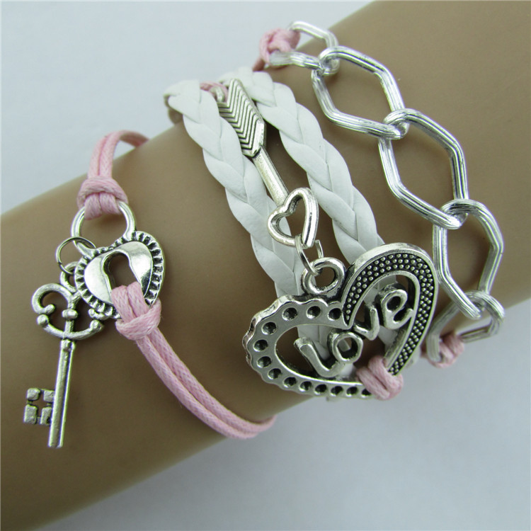 Love lock a lock heart chain love password diy bracelet wax rope braid bracelet