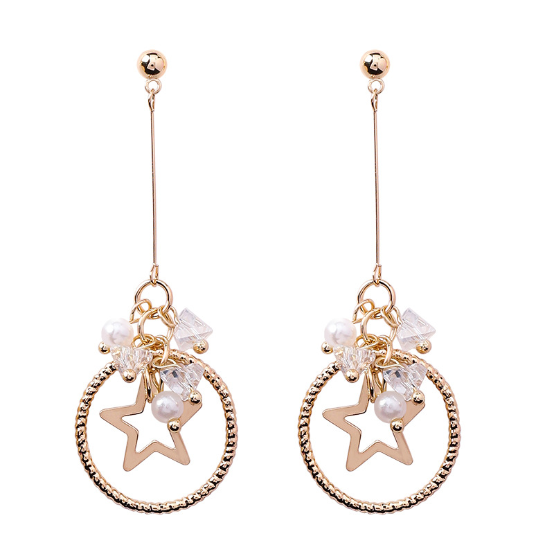 Pentagram Earrings Ring Full Diamond Star Stud Earrings