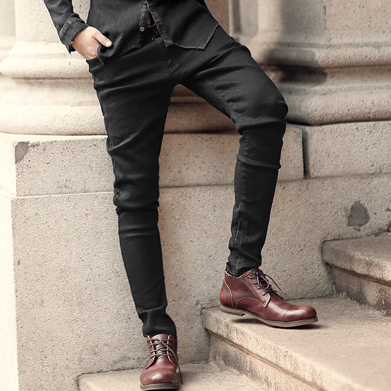 autumn new zipper trousers micro-elastic feet pants men's casual pants pencil pants tight-fitting pants K759