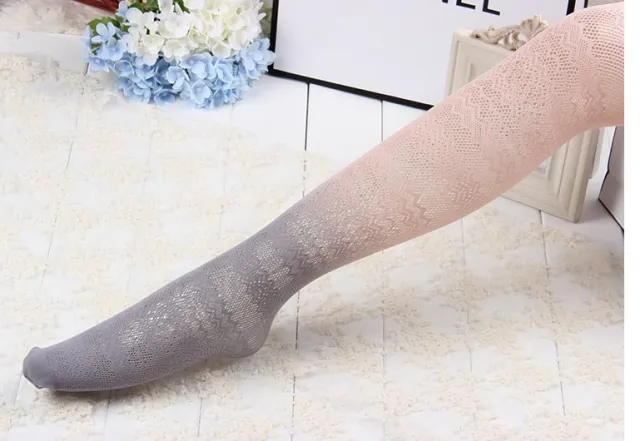 Gradient color hollow stockings anti hook silk jacquard pantyhose lace stockings Gray - Shop at LoveMi