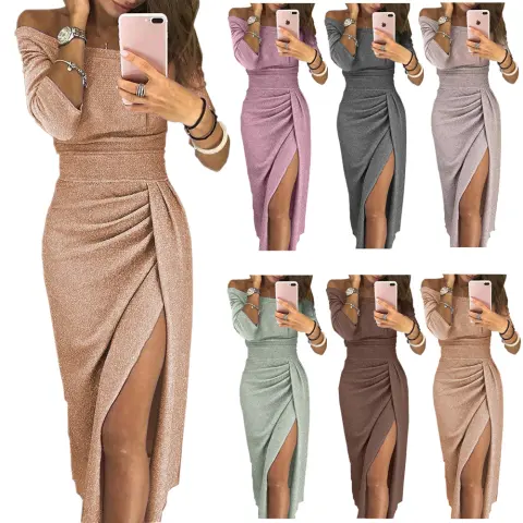 Ladies Bag Hip Neck Collar Dress Bright Crystal Skirt
