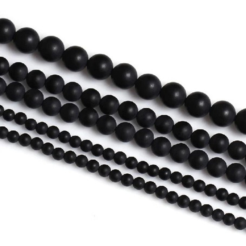 DIY handmade jewelry accessories material natural matte black agate semi-finished loose beads