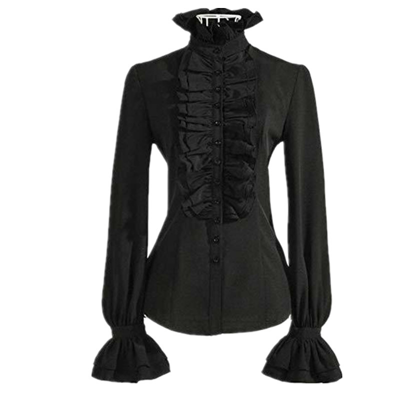 Explosive Ruffled Slim Trumpet Sleeve Long Sleeve Shirt
