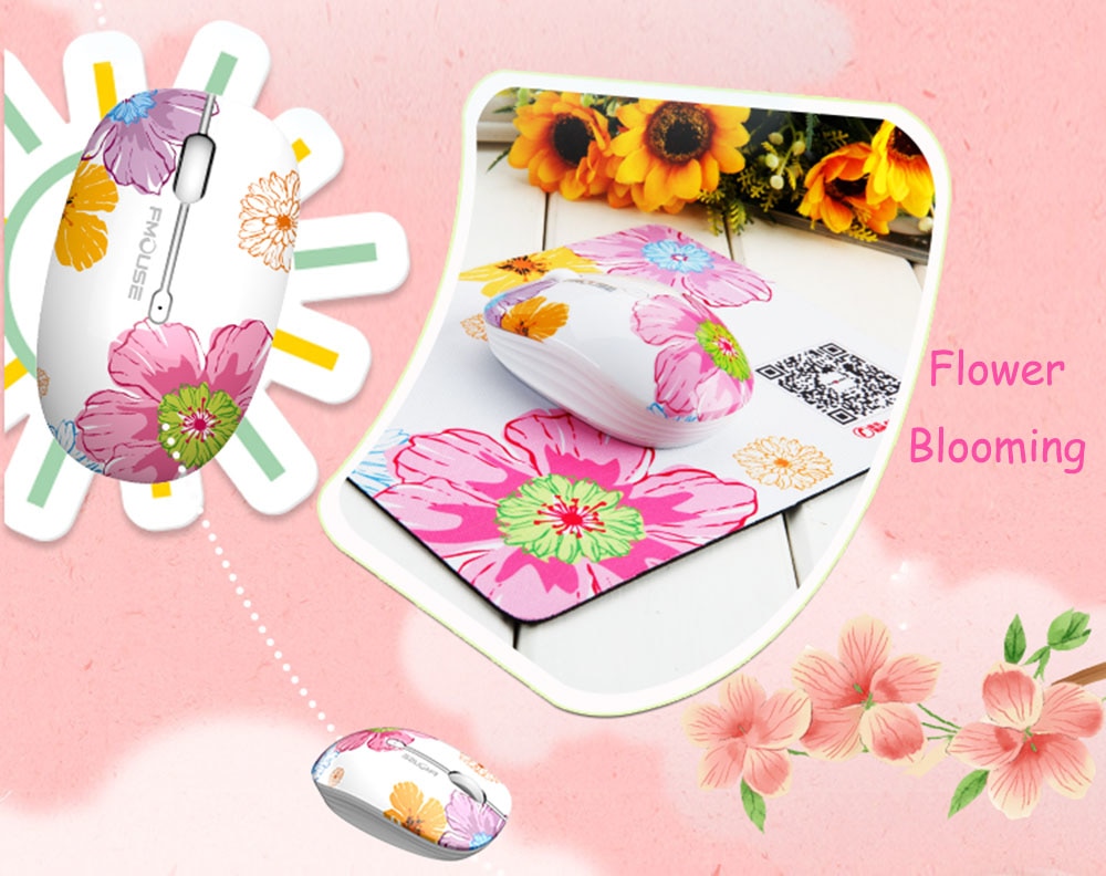 FMOUSE Mouse Mini Wireless Mouse 1600DPI Laptop Wireless Mouse Ergonomic Wireless Mice Silent for Home Use 3