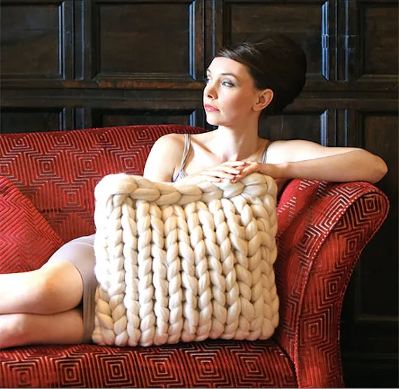 Handmade Square Chunky Pillow White - Shop at LoveMi