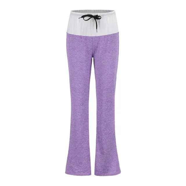 European and American stitching yoga trousers outdoor casual wide leg pants Violet - Shop at LoveMi