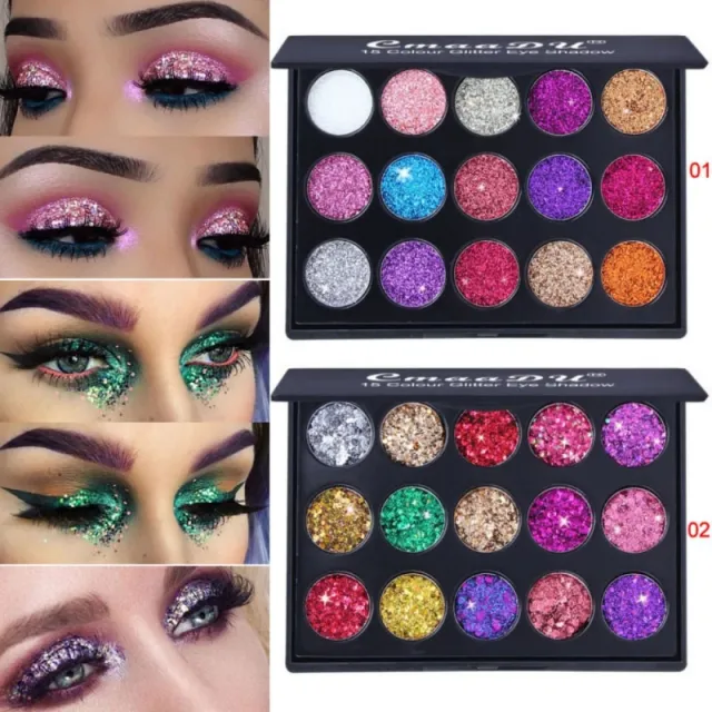 Female Natural Waterproof Glitter Eyeshadow Palette Shining Metals Powder Shimmer Eye Shadow Pigments Kits Diamond 15 Colors - Shop at LoveMi