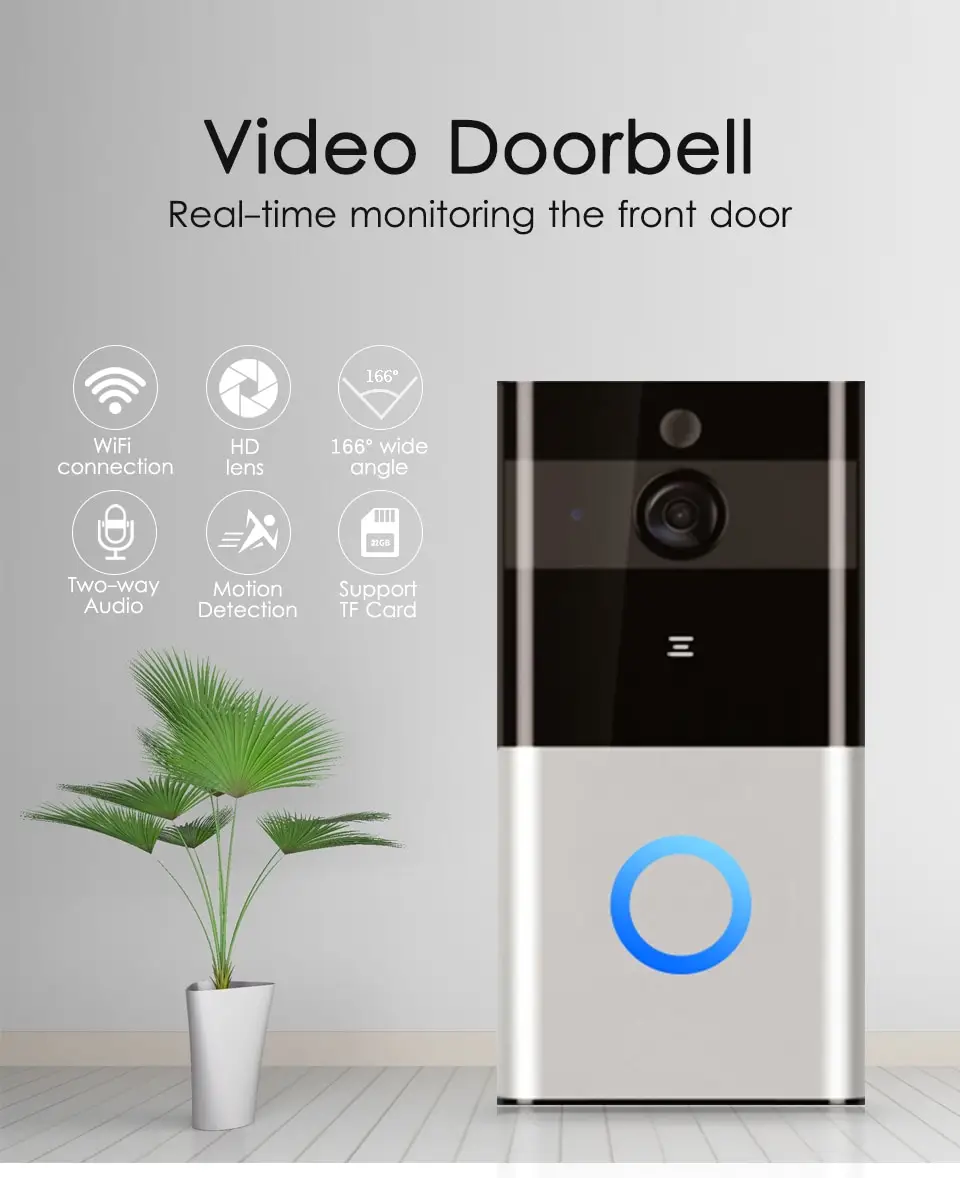 Marlboze 720P WIFI Visual Doorbell Wireless Intercom PIR Motion