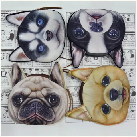New Cute Cat Dog Face Zipper Case Coin Purse