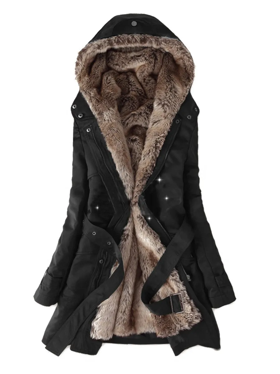 Casual Ladies Basic Coat jaqueta feminina jacket Warm Long Sleeve women parkas cotton Women Winter Jacket - Black