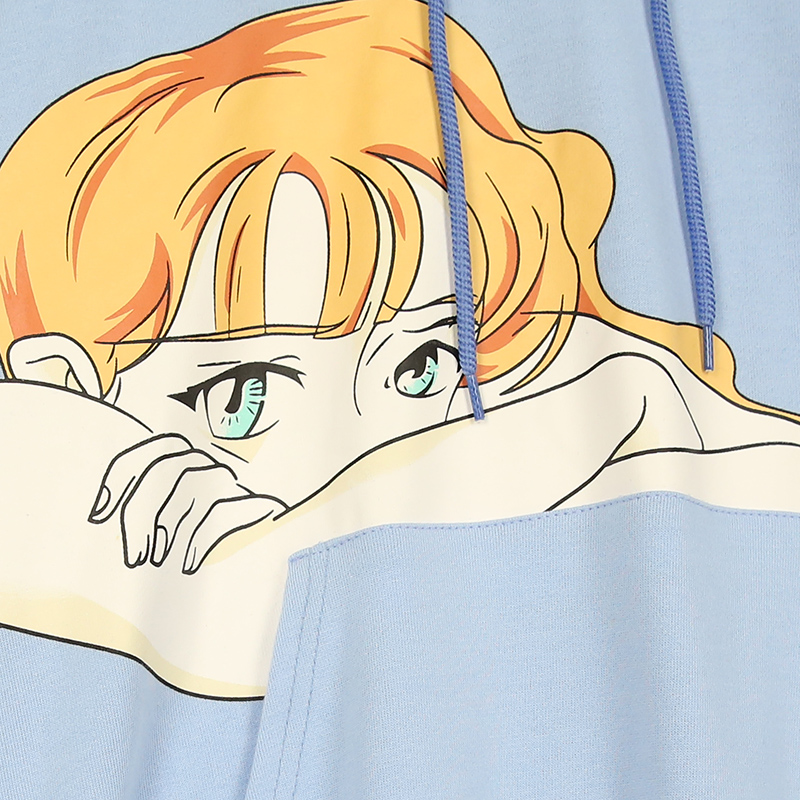 autumn women's Dongdaemun beautiful girl cartoon print loose college wind hooded pullover sweater