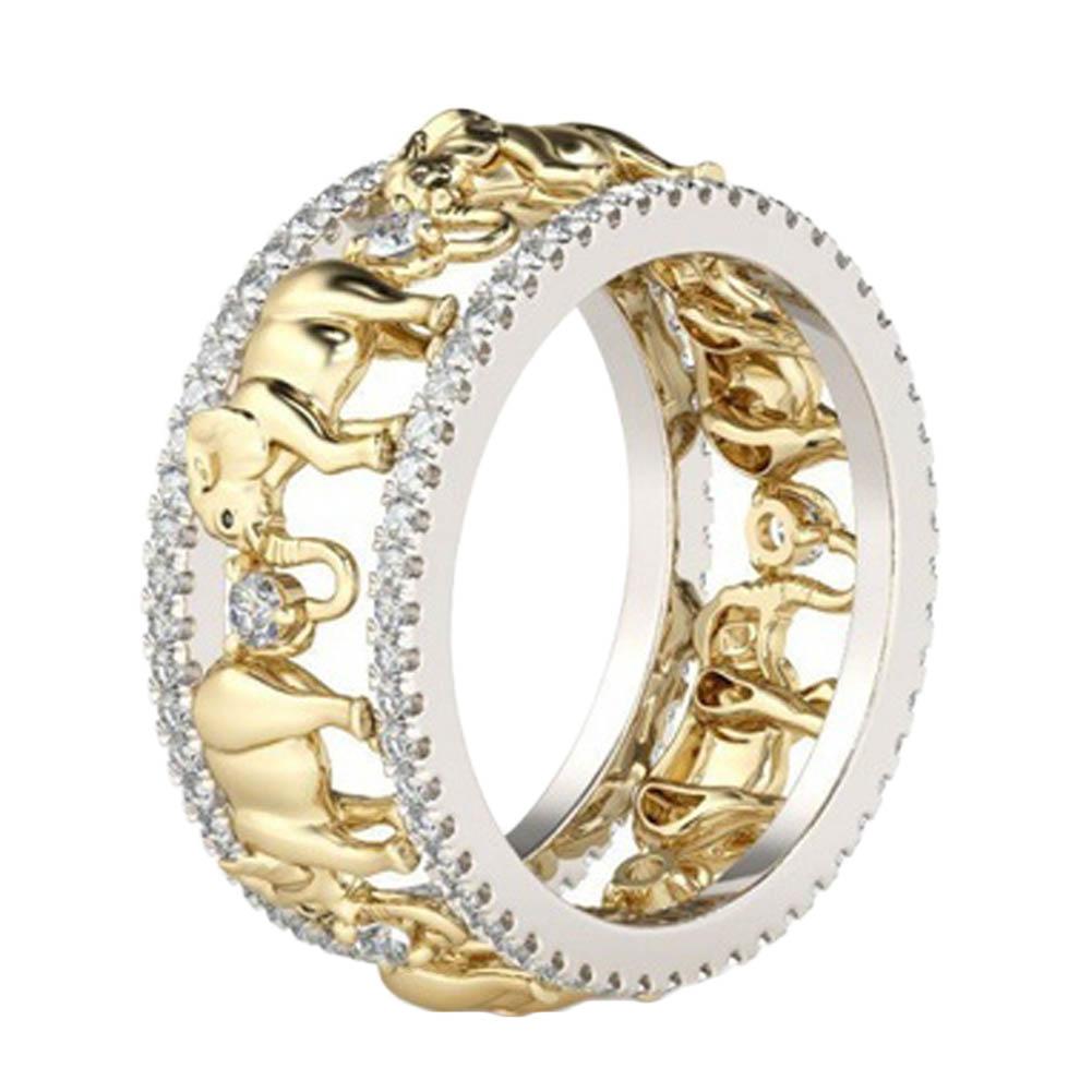 Two-tone Diamond And Rhinestone Elephant Ring