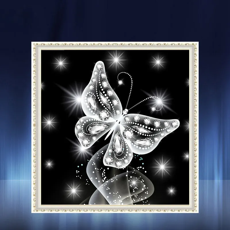 Butterfly stick drill cross stitch decoration painted full drill - 40X40Cm