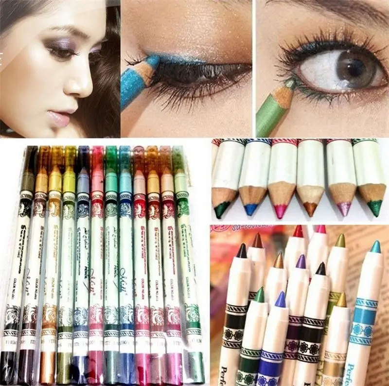 Cosmetics 12 Colors Glitter Lip Liner Eye Shadow Eyeliner