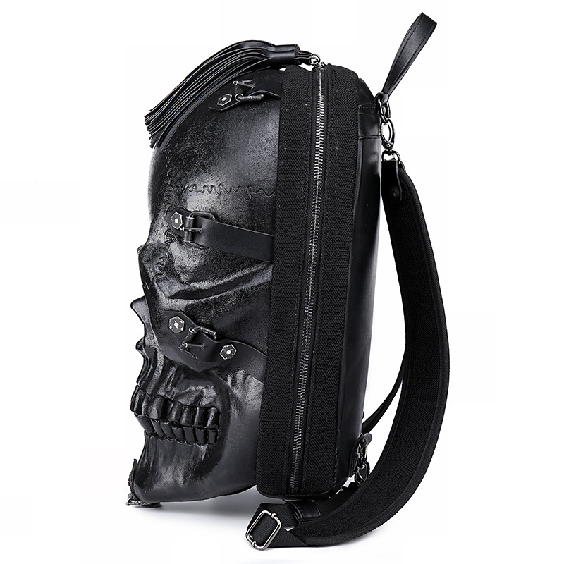 Personality new three-dimensional bone skull PU backpack Fashion multi-function outdoor backpack wholesale