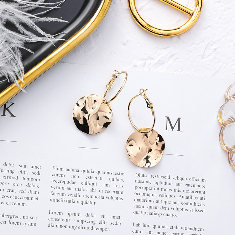 Geometric Irregular Disc Earrings Bump Wavy Round Earrings