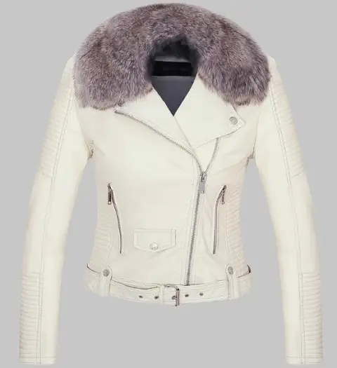 Detachable Fur Collar Warm Faux Leather Jacket