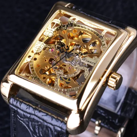 Winner Men's Fashion Casual Swiss Hollow Manual Mechanical Watch