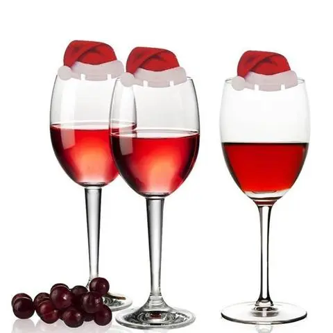10PcsLot Paper Red Christmas Hat Wine Champagne Tipple Cup Card Christmas Party Table Decor DIY Decorations For Home – image 3