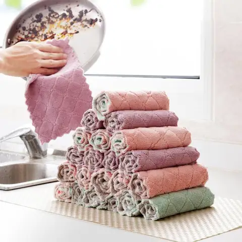 Printed Two-color Double-sided Absorbent Dish Cloth Non-stick Oil Hand