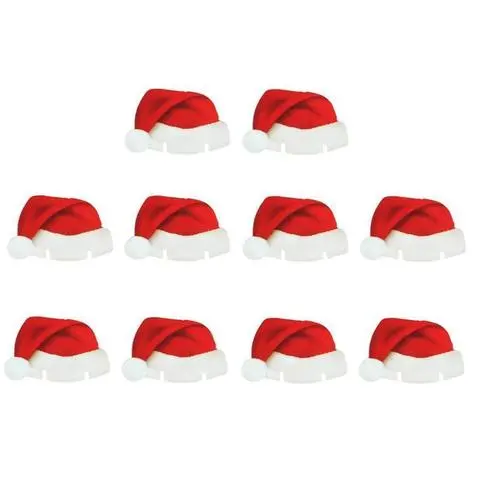 10PcsLot Paper Red Christmas Hat Wine Champagne Tipple Cup Card Christmas Party Table Decor DIY Decorations For Home – image 4