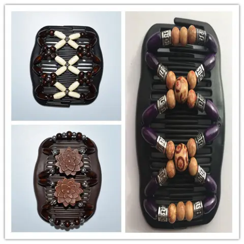 Fashion Magic Beads Elasticity Double Hair Comb Clip Stretchy