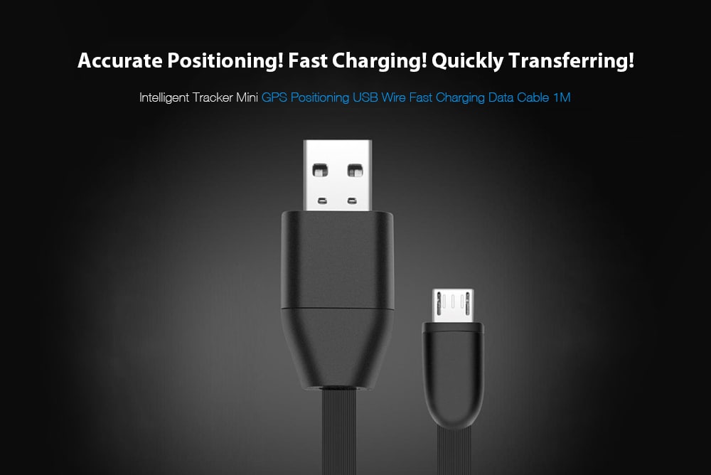 Intelligent Tracker Mini GPS Positioning USB Wire Fast Charging Data Cable 1M - BLACK