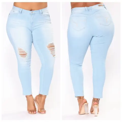 Elastic Embroidered Denim Ladies Feet Pants Jeans
