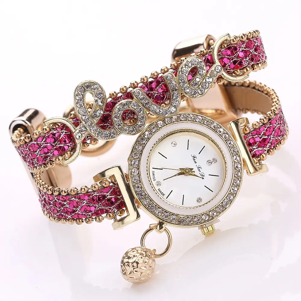 FanTeeDa Brand Women Bracelet Watches Ladies Watch Rhinestones Clock