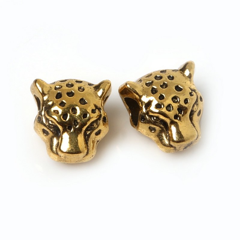 12mm 10pcs  Lion Leopard Head Beads Antique Silver Charms Pendant Beads For Jewelry Making Bracelet DIY Jewelry Findings