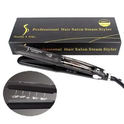 Steam Function Flat Iron Tourmaline Ceramic Vapor Professional Hair