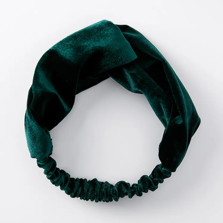 Velvet cross wide-brimmed hair band elastic stretch headband hair band hair accessories - Z8410 A Ink Green