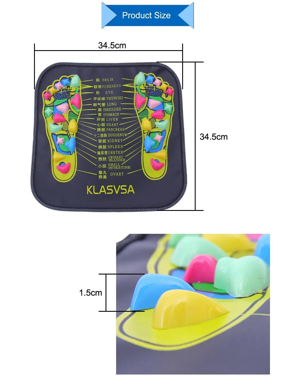 Reflexology Foot Massage Pad Cobblestone Walk Massager Mat Pain Relief Health Care Acupressure Mat – image 7