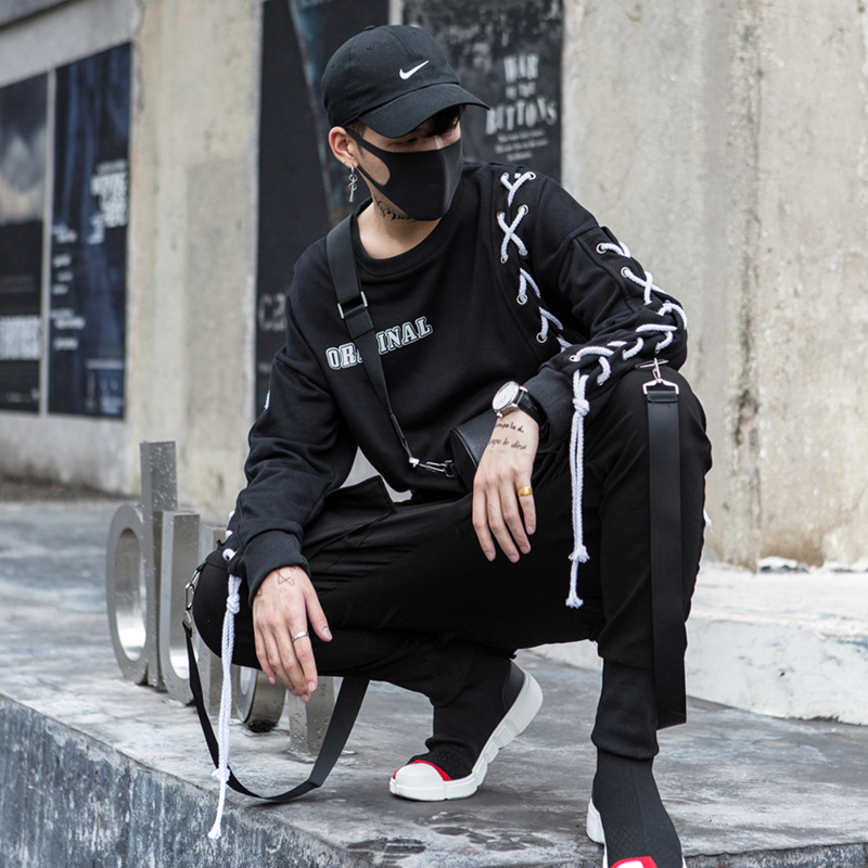 Autumn and winter new men's hip hop hooded sweater boys Harajuku style trend sweater