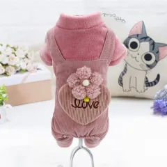 Teddy Bichon Pomeranian Chihuahua Plush Cotton Coat - Pink - View 1