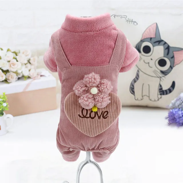 Teddy Bichon Pomeranian Chihuahua Plush Cotton Coat Pink - Shop at LoveMi